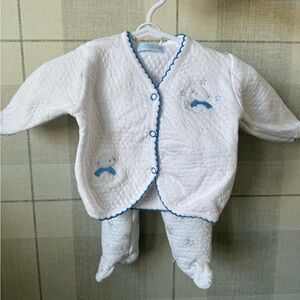 Vintage White and Blue Quilted Baby outfit